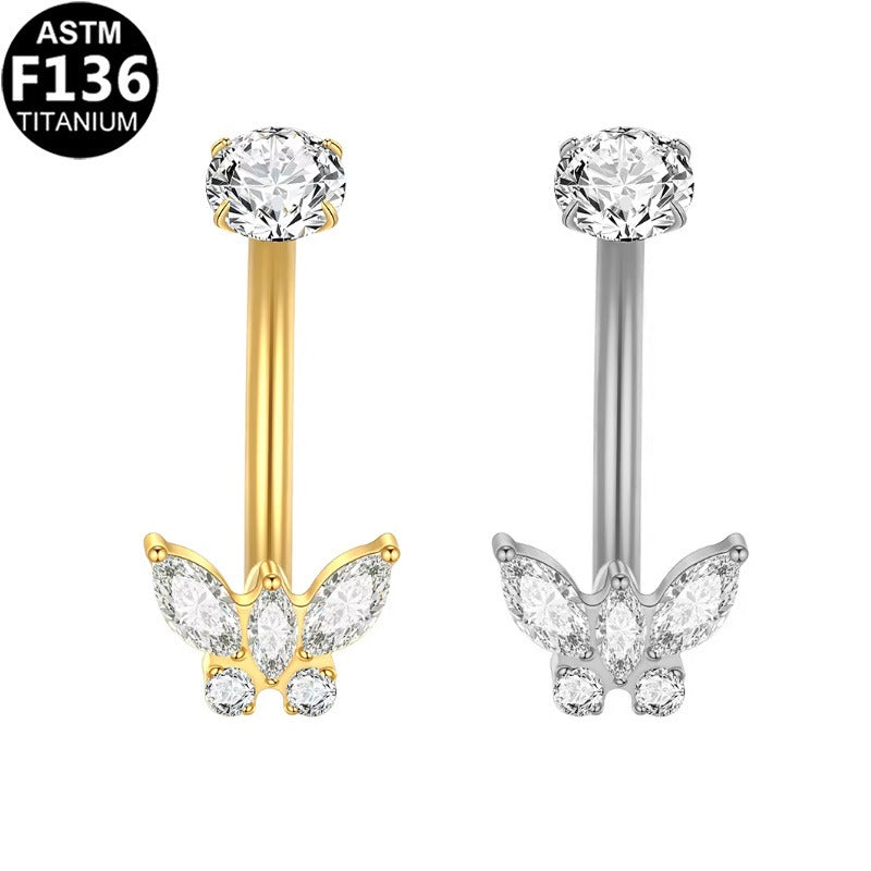 Bauchnabelpiercing aus TITAN mit Schmetterlings Motiv