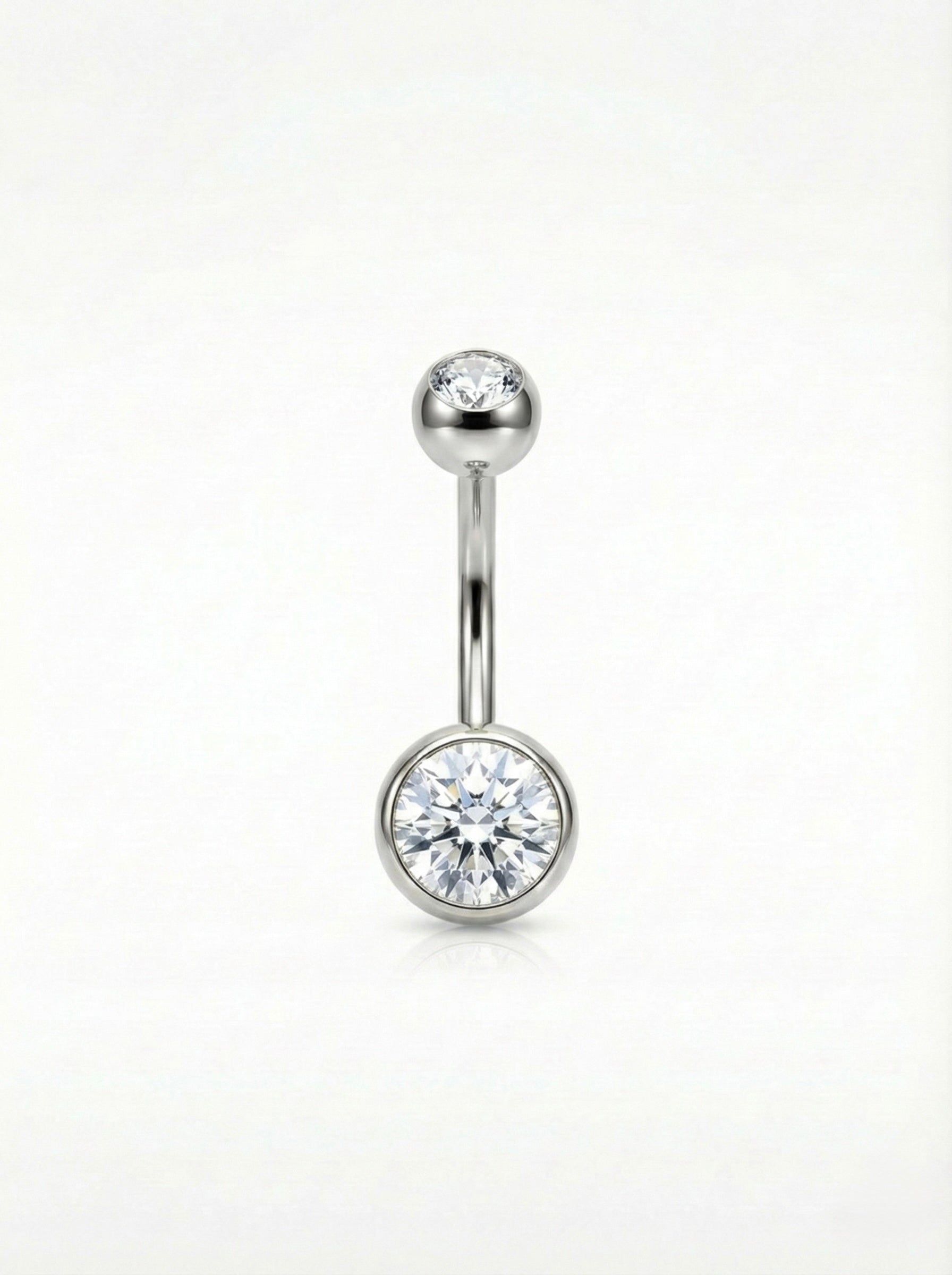 Bauchnabelpiercing aus TITAN mit Zirkonia Doppelkristallen