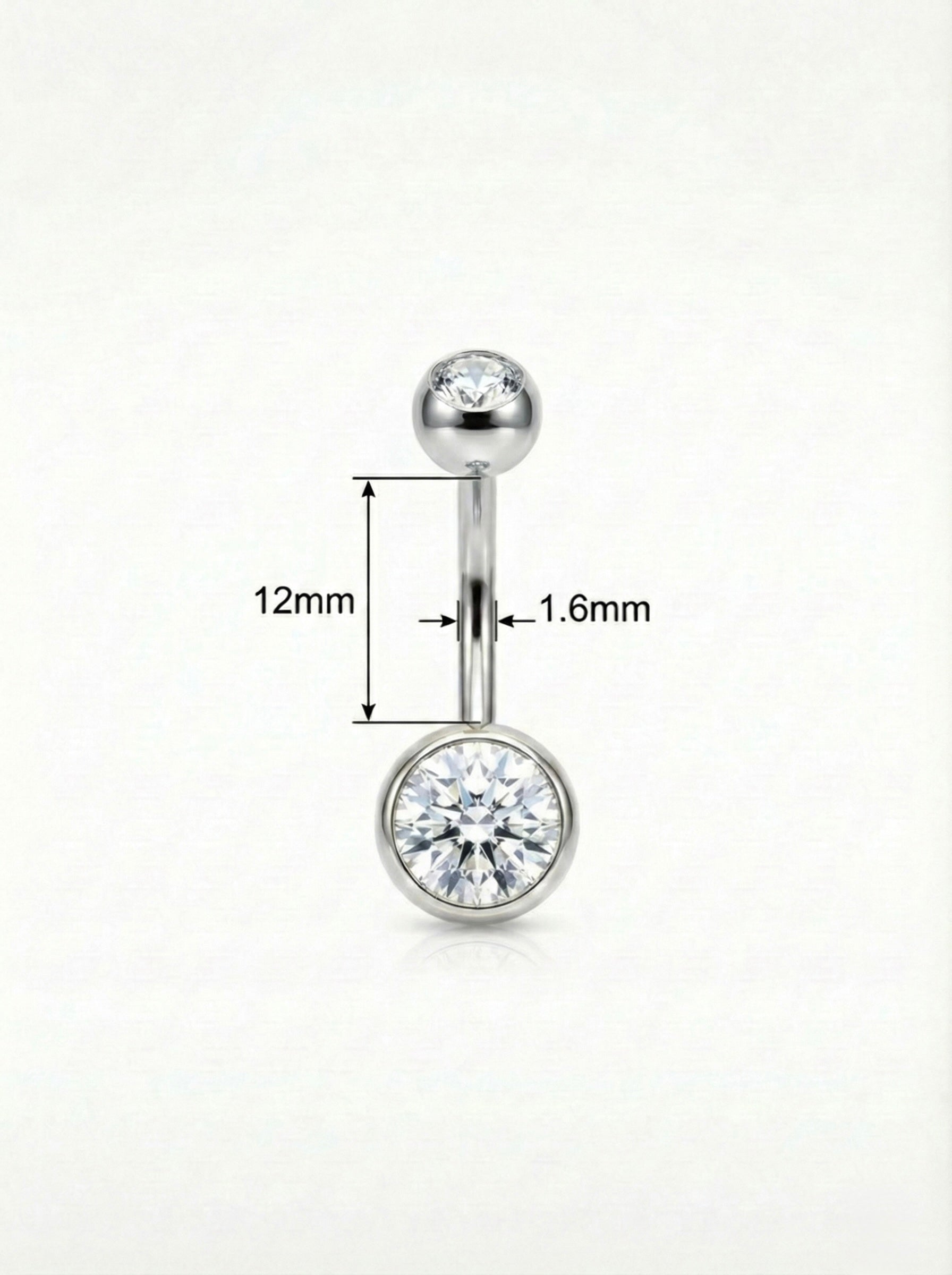 Bauchnabelpiercing aus TITAN mit Zirkonia Doppelkristallen