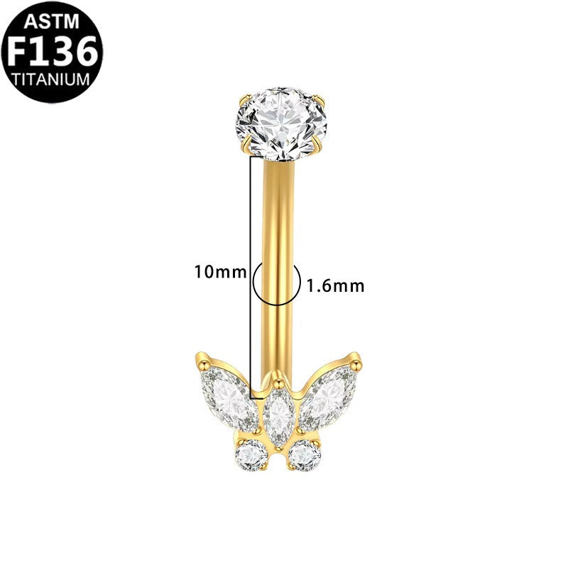 Bauchnabelpiercing aus TITAN mit Schmetterlings Motiv