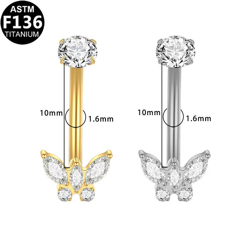 Bauchnabelpiercing aus TITAN mit Schmetterlings Motiv