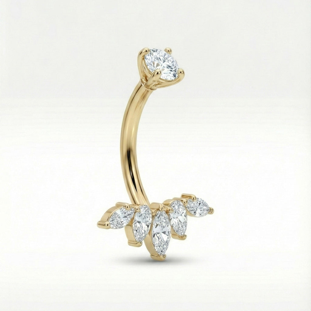 Bauchnabelpiercing aus TITAN mit Kristalltropfen