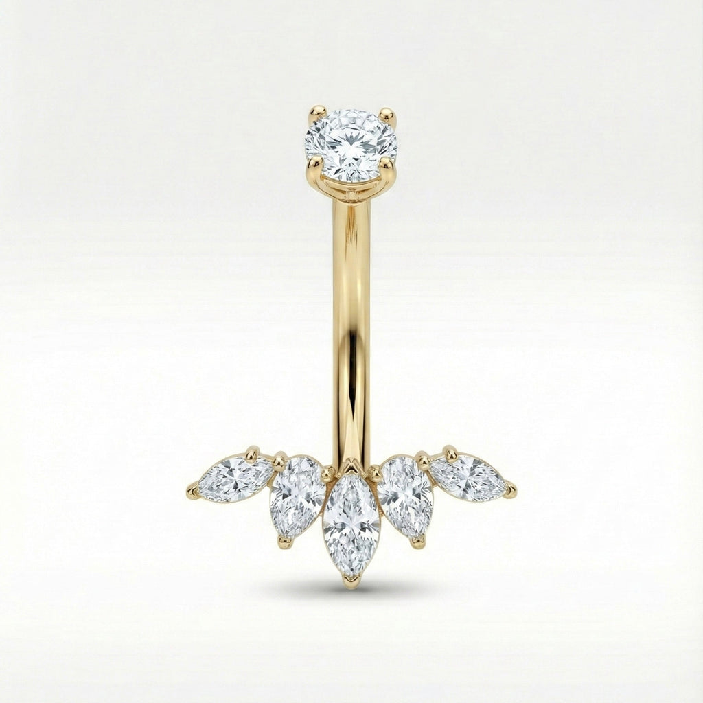 Bauchnabelpiercing aus TITAN mit Kristalltropfen