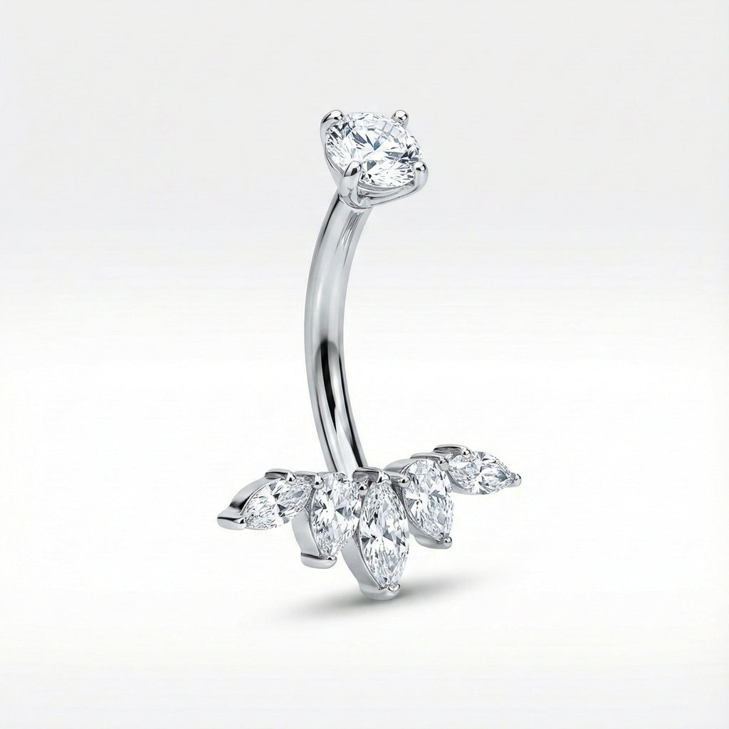 Bauchnabelpiercing aus TITAN mit Kristalltropfen