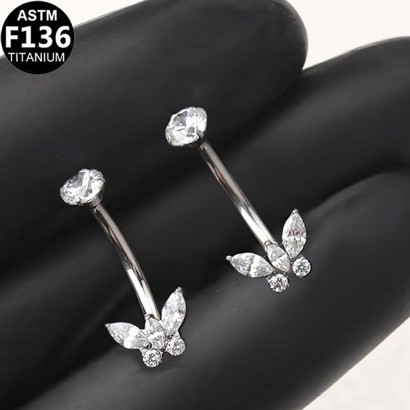 Bauchnabelpiercing aus TITAN mit Schmetterlings Motiv