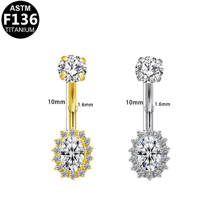 Bauchnabelpiercing aus TITAN mit Halo Zirkonia