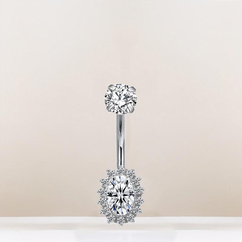 Bauchnabelpiercing aus TITAN mit Halo Zirkonia