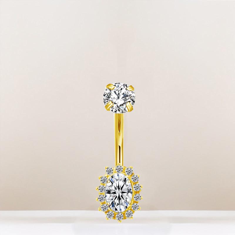 Bauchnabelpiercing aus TITAN mit Halo Zirkonia