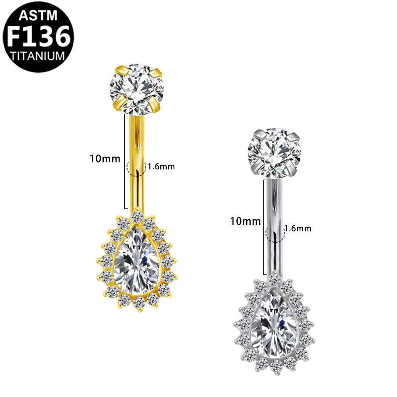 Bauchnabelpiercing aus TITAN mit Tropfen-Halo