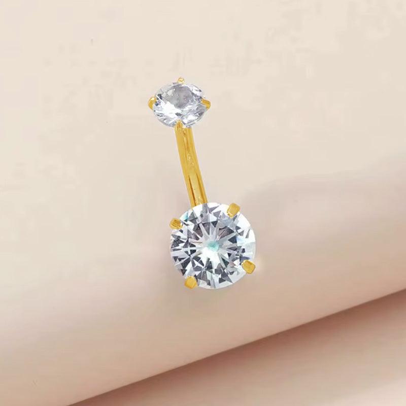 Bauchnabelpiercing aus TITAN mit Doppelkristall Zirkonia