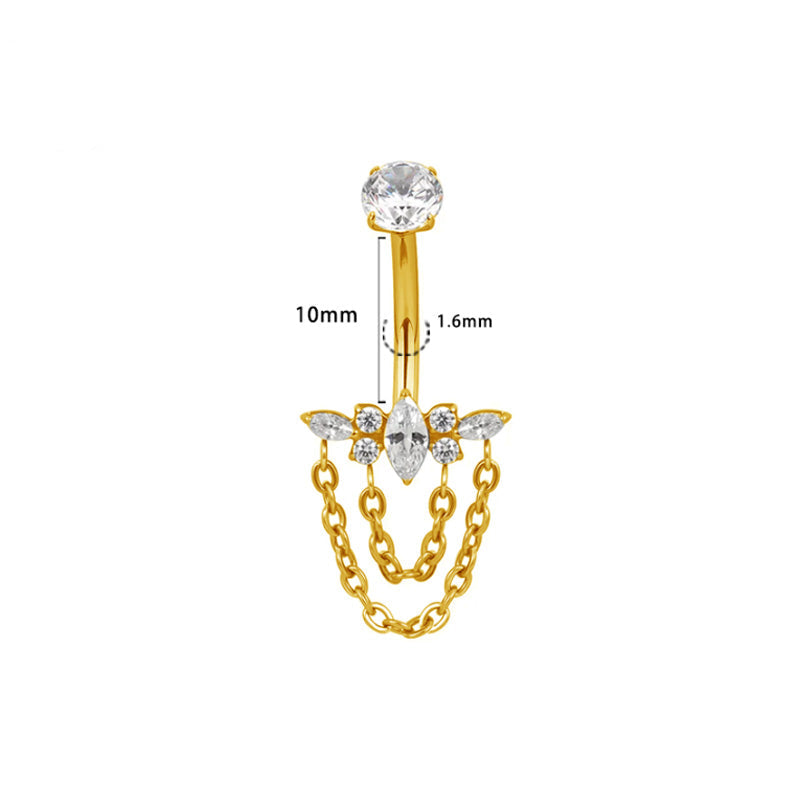 Bauchnabel Titan Bananabell Marquise-Cluster mit Ketten