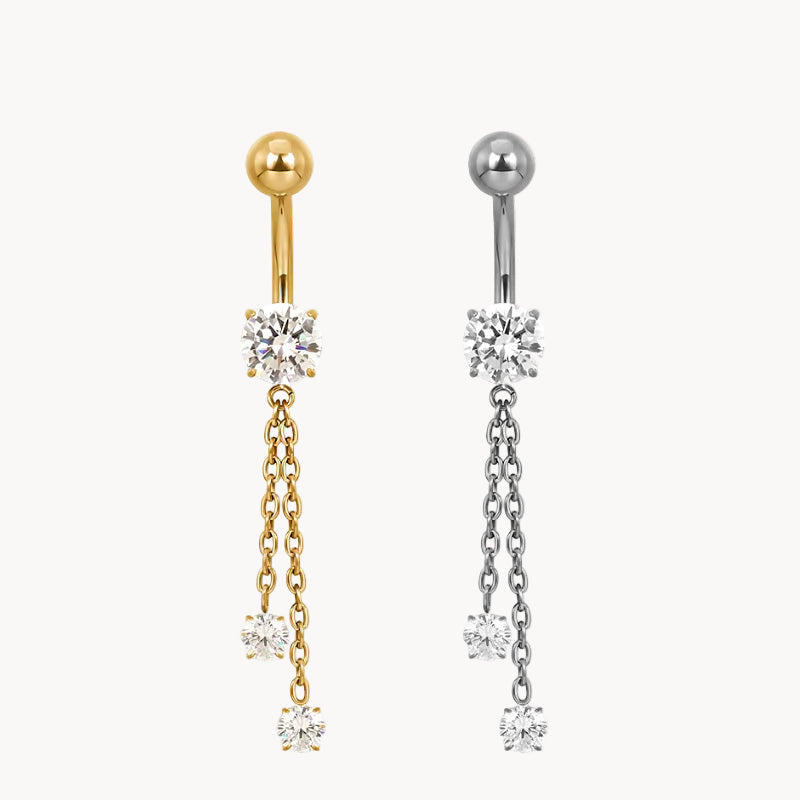 Bauchnabel Titan Bananabell Kette mit 2 Kristalle