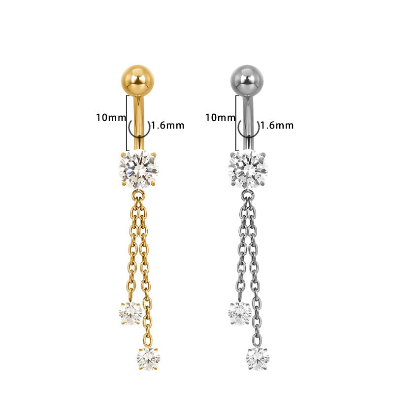 Bauchnabel Titan Bananabell Kette mit 2 Kristalle