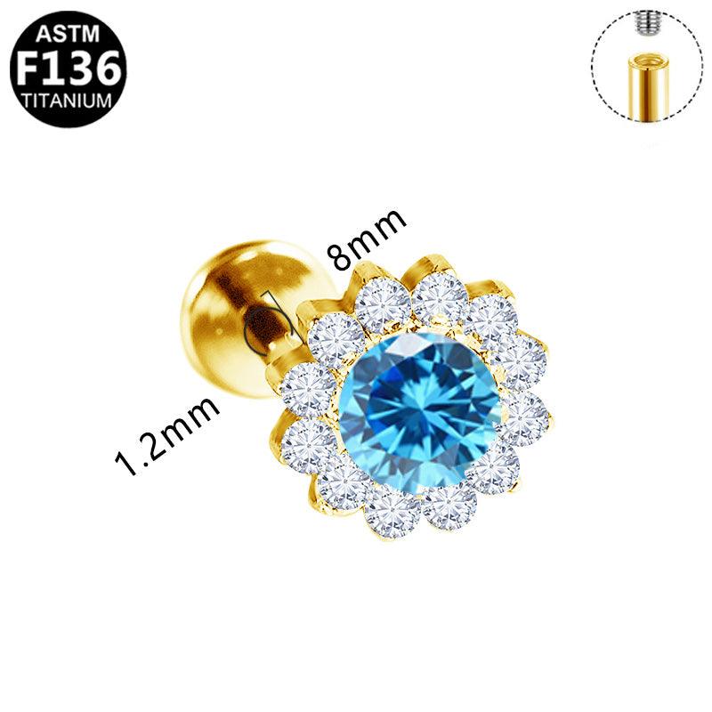 Labret aus Titan mit Zirkonia Blume