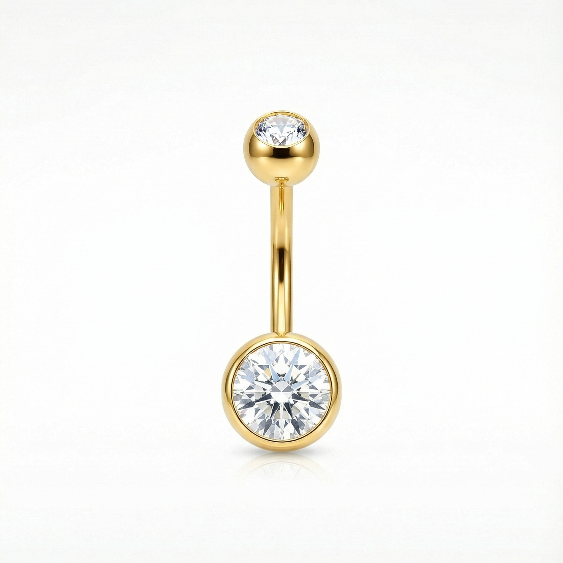 Bauchnabelpiercing aus TITAN mit Zirkonia Doppelkristallen